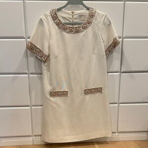 NWT Sail to Sable Ivory Dress with Gold Beaded Collar
